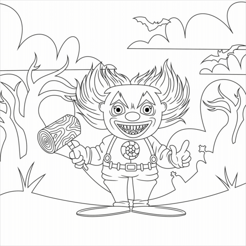 Evil Clown Coloring Page